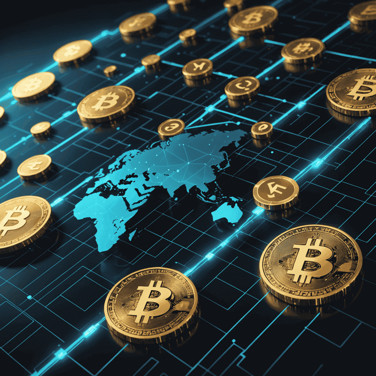A futuristic visualization of financial data streams and digital currency symbols, representing the intersection of technology and finance