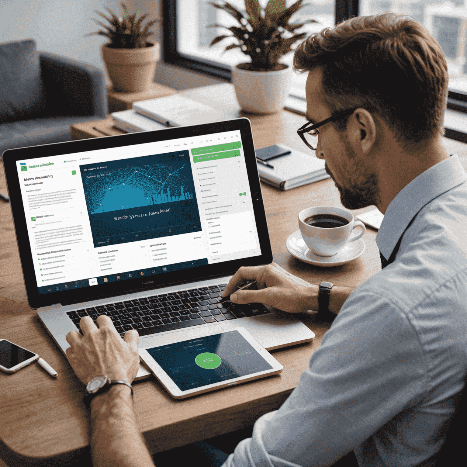 A split-screen image showing a traditional financial advisor on one side and a sleek, user-friendly robo-advisor interface on a tablet on the other, illustrating the shift towards automated investing