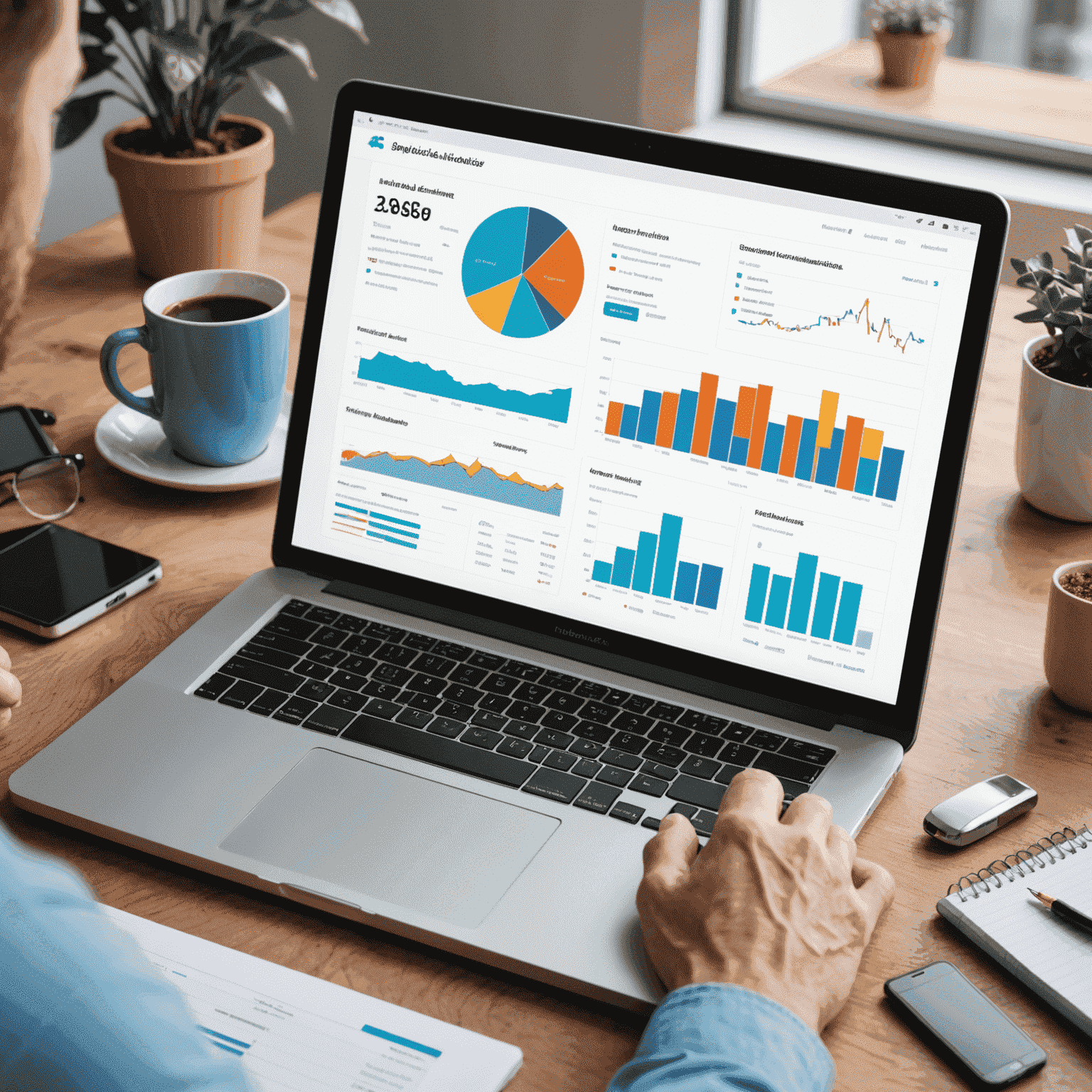 Illustration of a robo-advisor interface showing portfolio allocation, performance graphs, and personalized recommendations