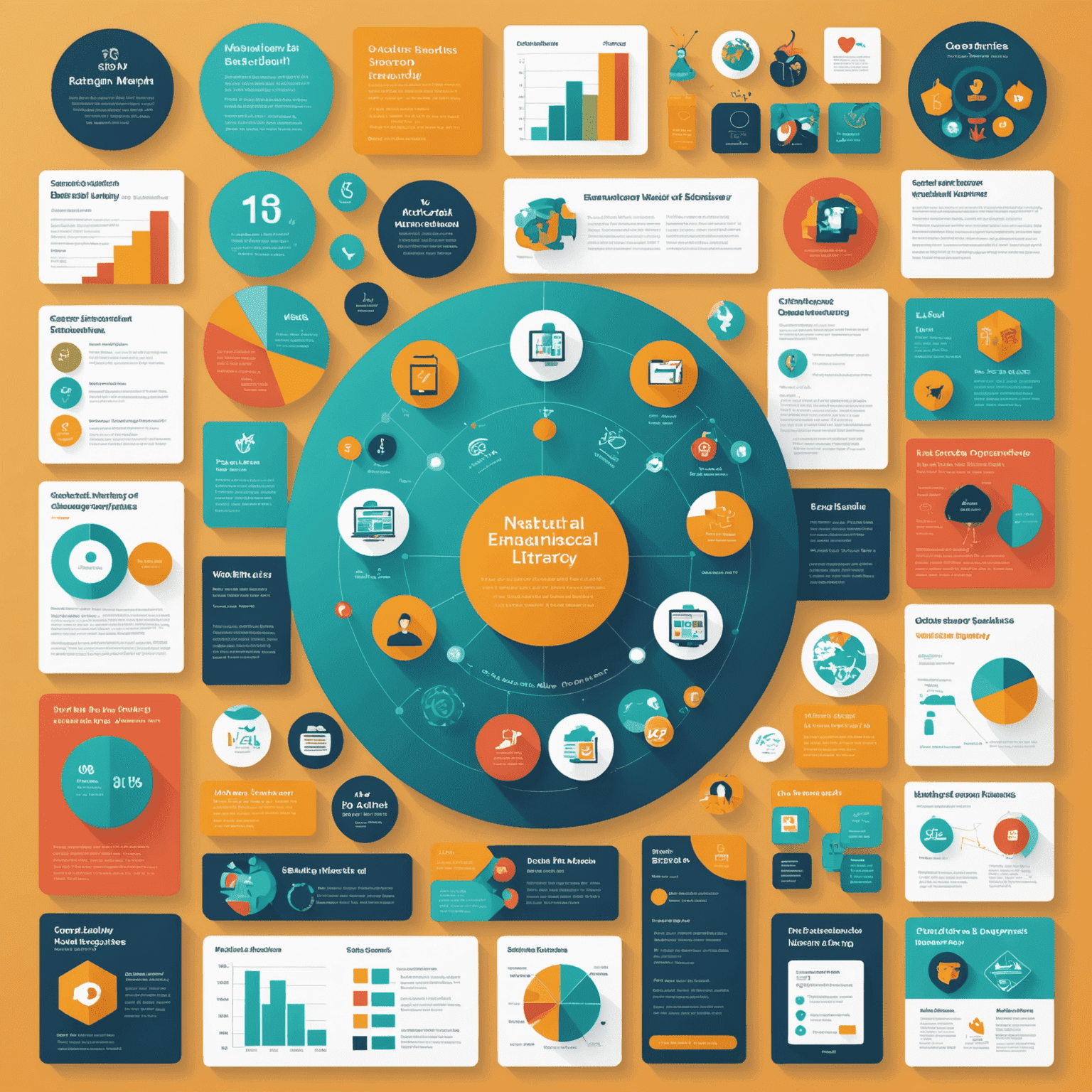 A collage of educational resources including interactive modules, webinars, and financial literacy infographics